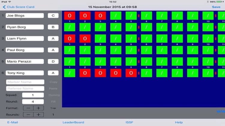 Clay Shooting Club Score Card