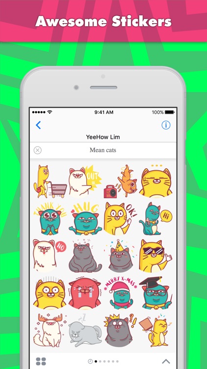 Mean cats stickers by Ehow Lim