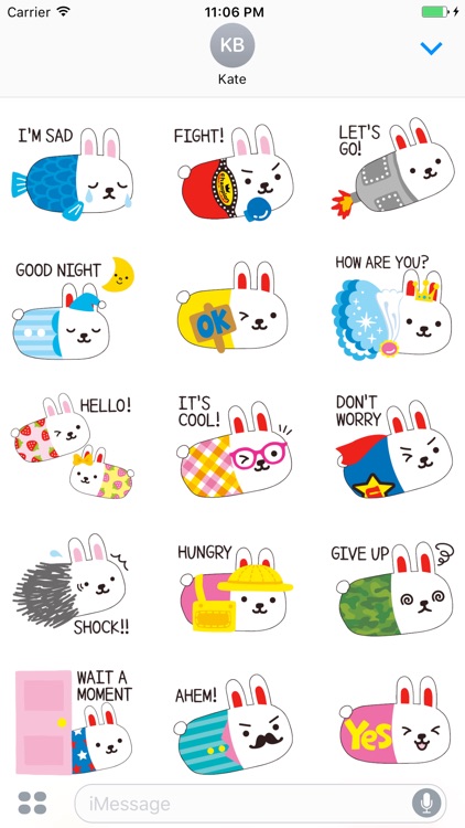 Lovely Bunny Wearing Custome English Sticker