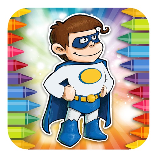 Kids Coloring Book Super Hero Enjoy Game Free Icon
