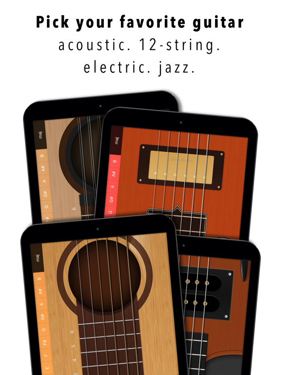 Guitar Chords - 6 string guitar with fretboard and chord learning tool screenshot
