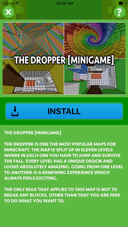 MEGA DROPPER MINIGAME MAPS FOR MINECRAFT PE