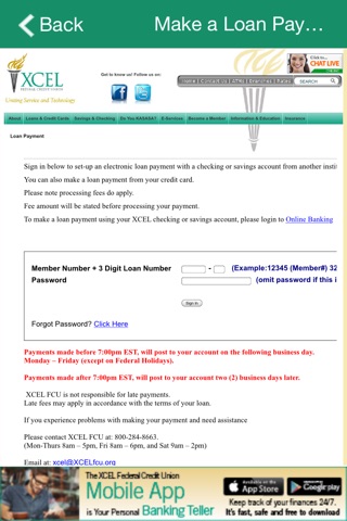 XCEL FCU Mobile Application screenshot 2