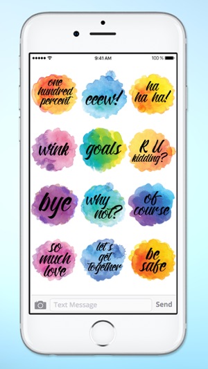 Watercolor Messages and Text Sticker Pack(圖5)-速報App