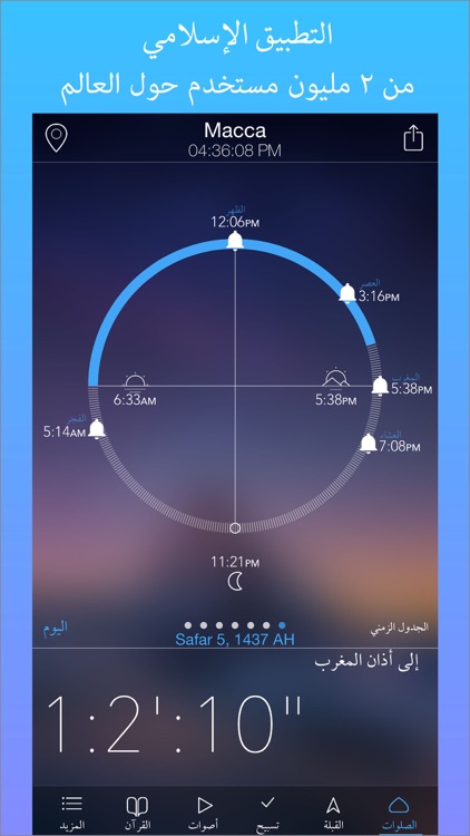 مواقیت صلاتي الاذان منبة مع قبله قرآن) اذان azan)