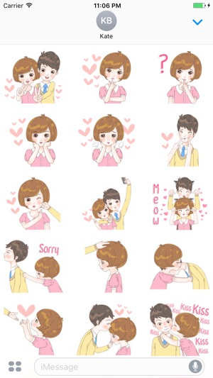 Sweet cutie couple English Stickers(圖2)-速報App