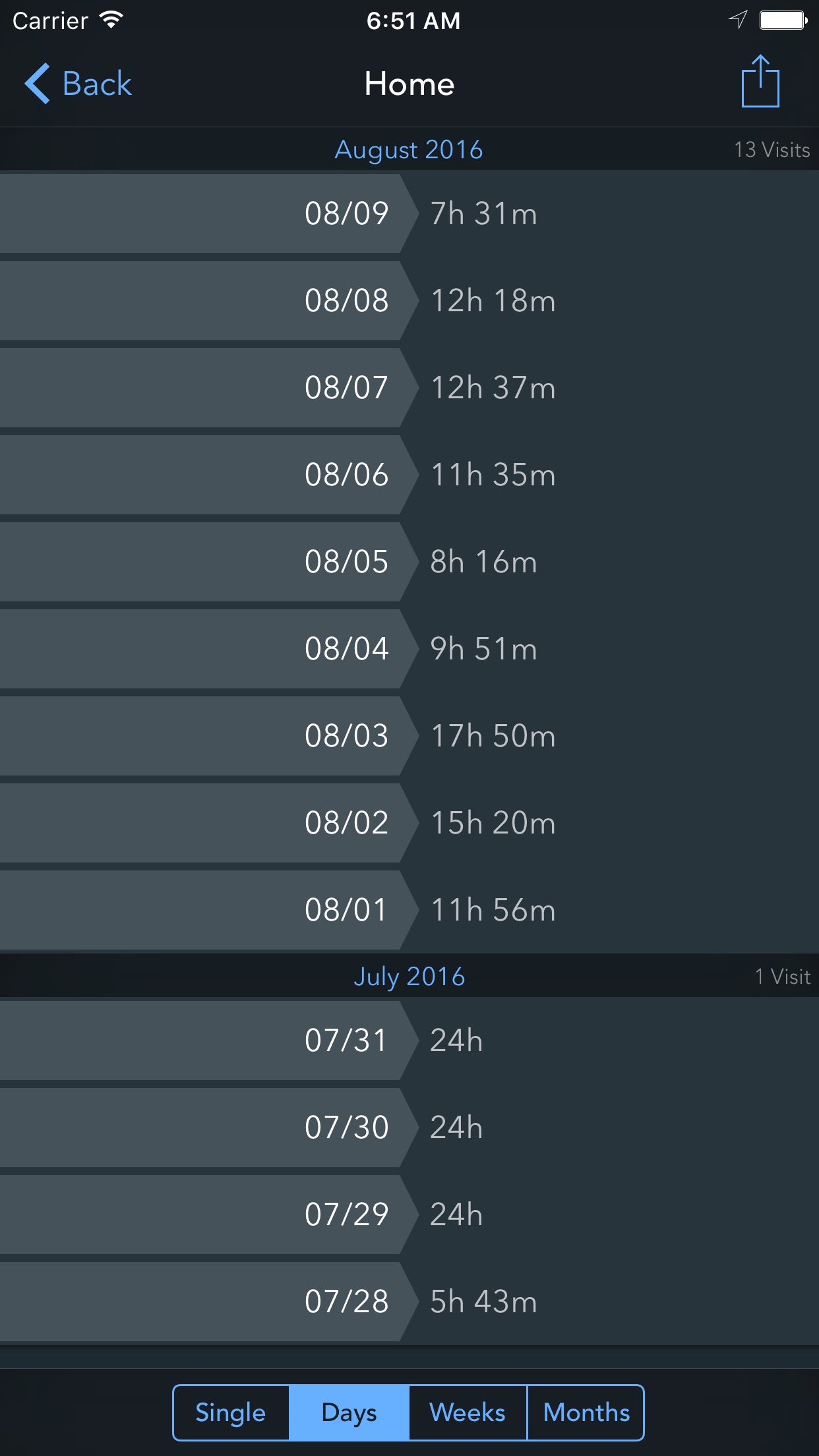 Screenshot do app Geofency Time Tracking