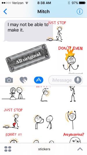 Stick Texting Stickers for iMessage(圖4)-速報App