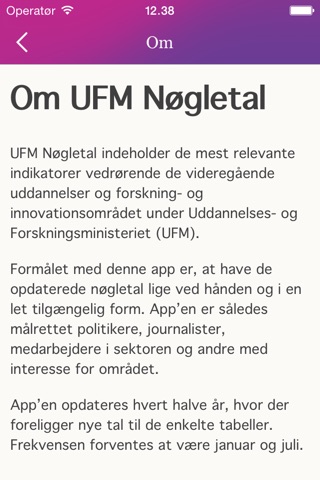 UFM Nøgletal screenshot 4