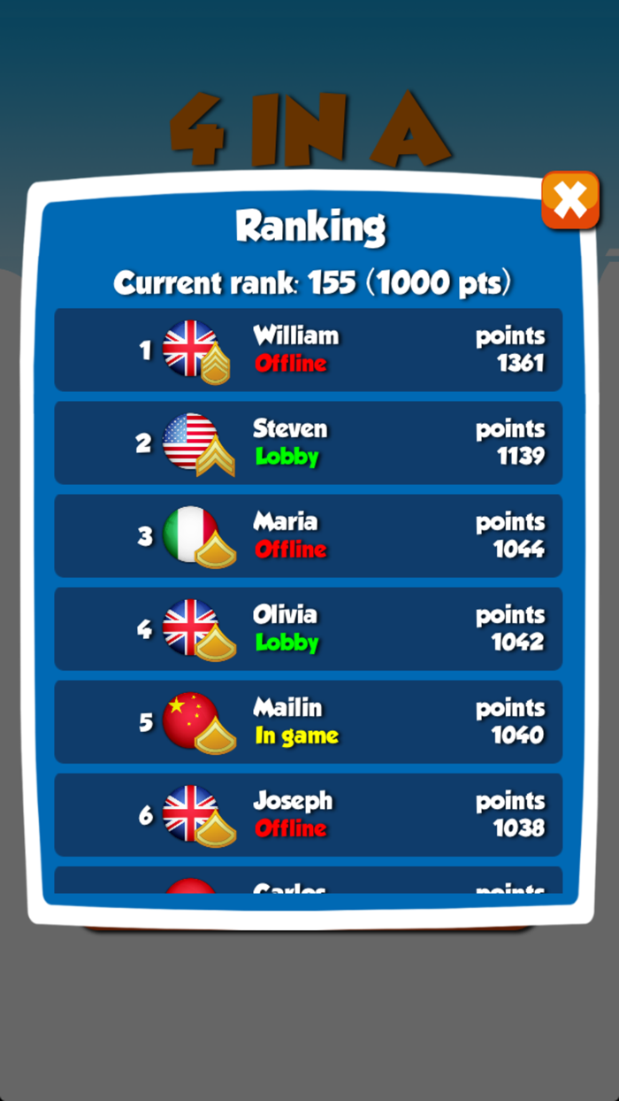 4 in a Row Multiplayer - Play online with friends