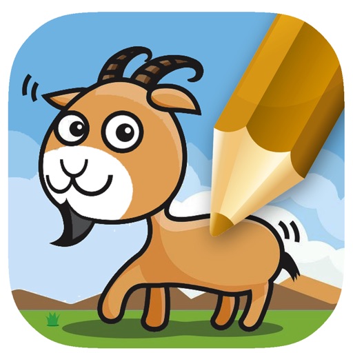 Mountain Goat Coloring Page Game Kids Education icon