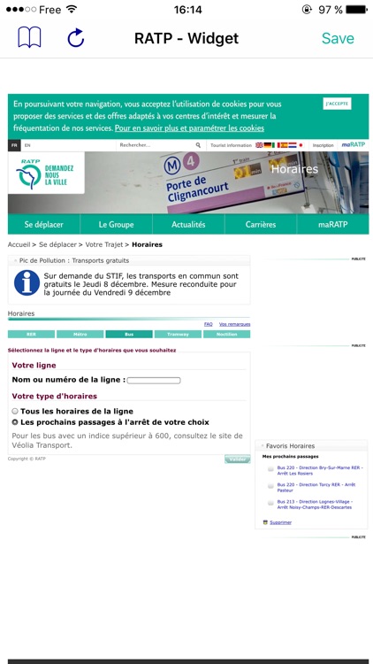 RATP Widget