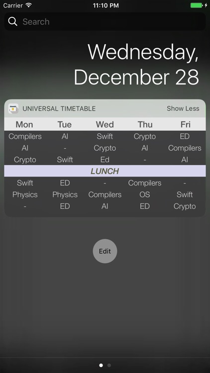 Universal Time Table Widget