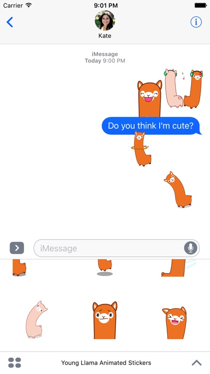 Young Llama Animated Emoji Stickers