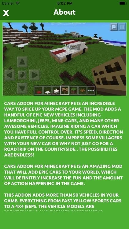 CARS ADDONS FOR MINECRAFT POCKET EDITION (PE)