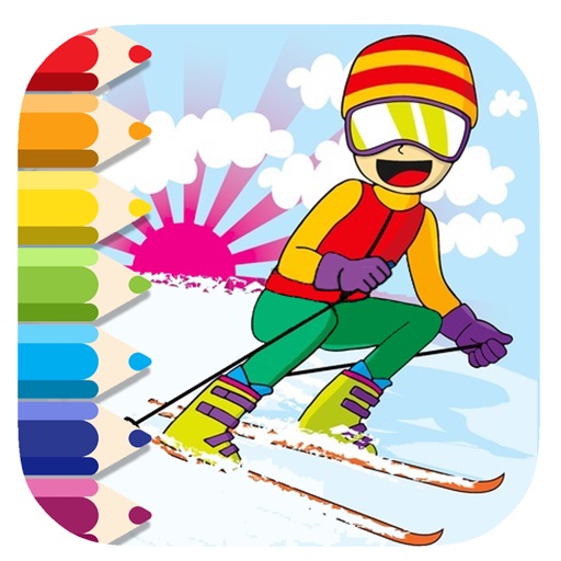 Free Coloring Skier Game For Kids iOS App