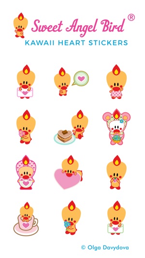 Sweet Angel Bird Kawaii Heart Stickers(圖4)-速報App