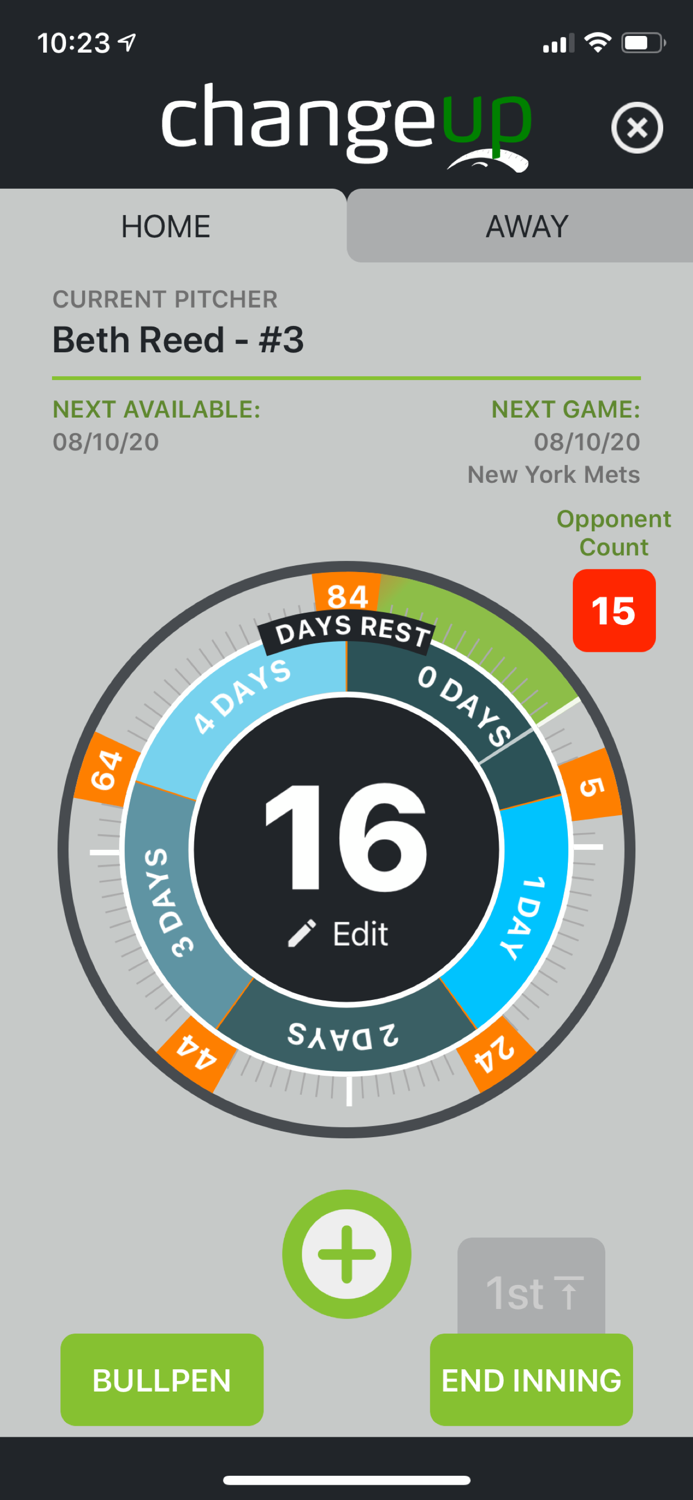 ChangeUp Baseball Pitch Count
