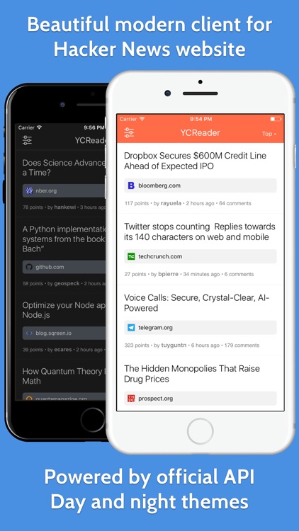 YCReader - hacker news app powered by official API