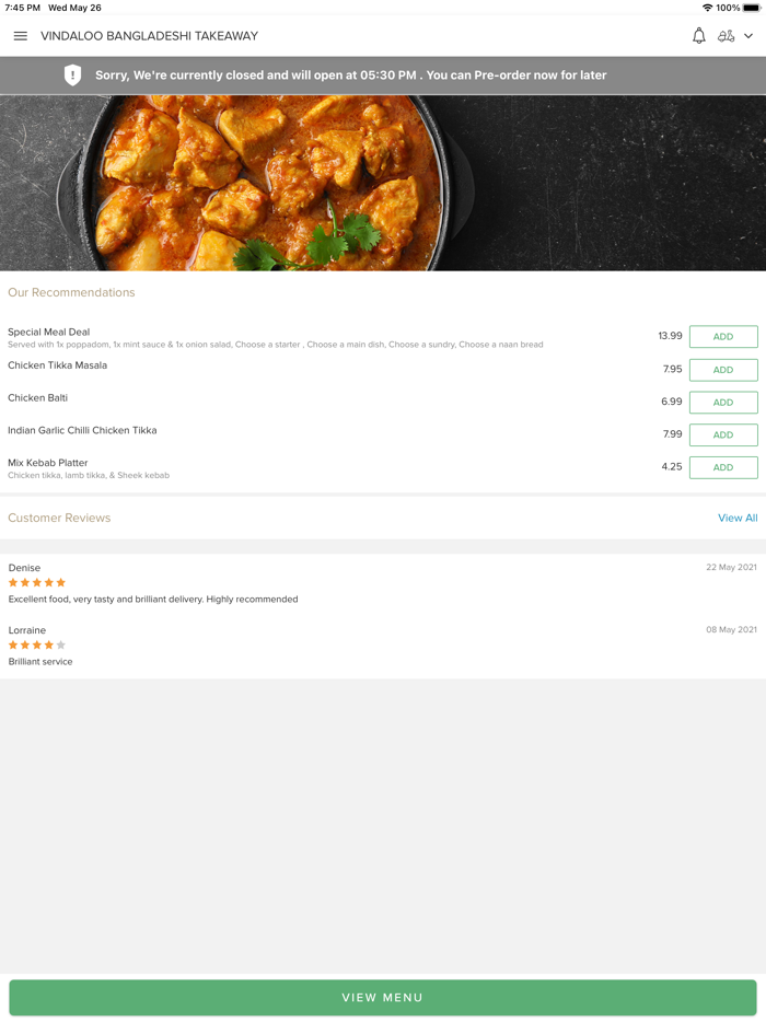 Vindaloo Indian andBangladeshi