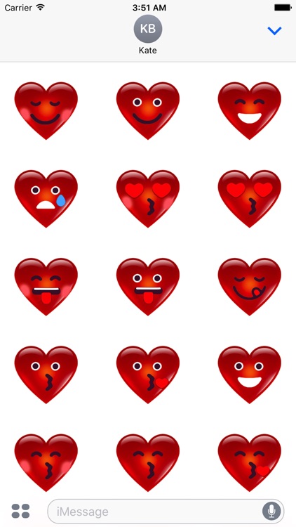 3D Heart Face Happy San Valentine’s Day Stickers