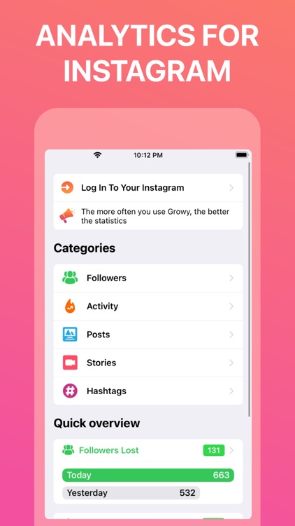 Growy: Reports for instagram