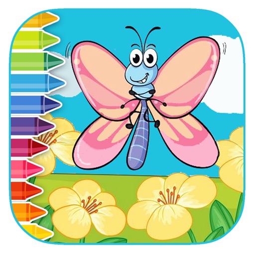 Free Butterfly Coloring Page Game Education Icon