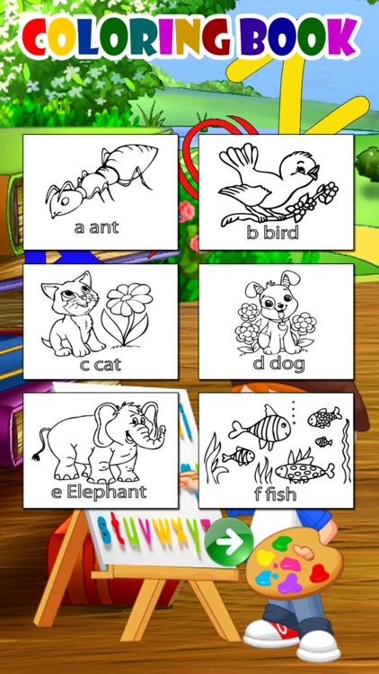 Printable Animal Alphabet A to z Coloring Pages