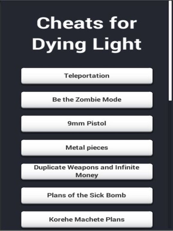 Screenshot #6 pour Cheats for Dying Light