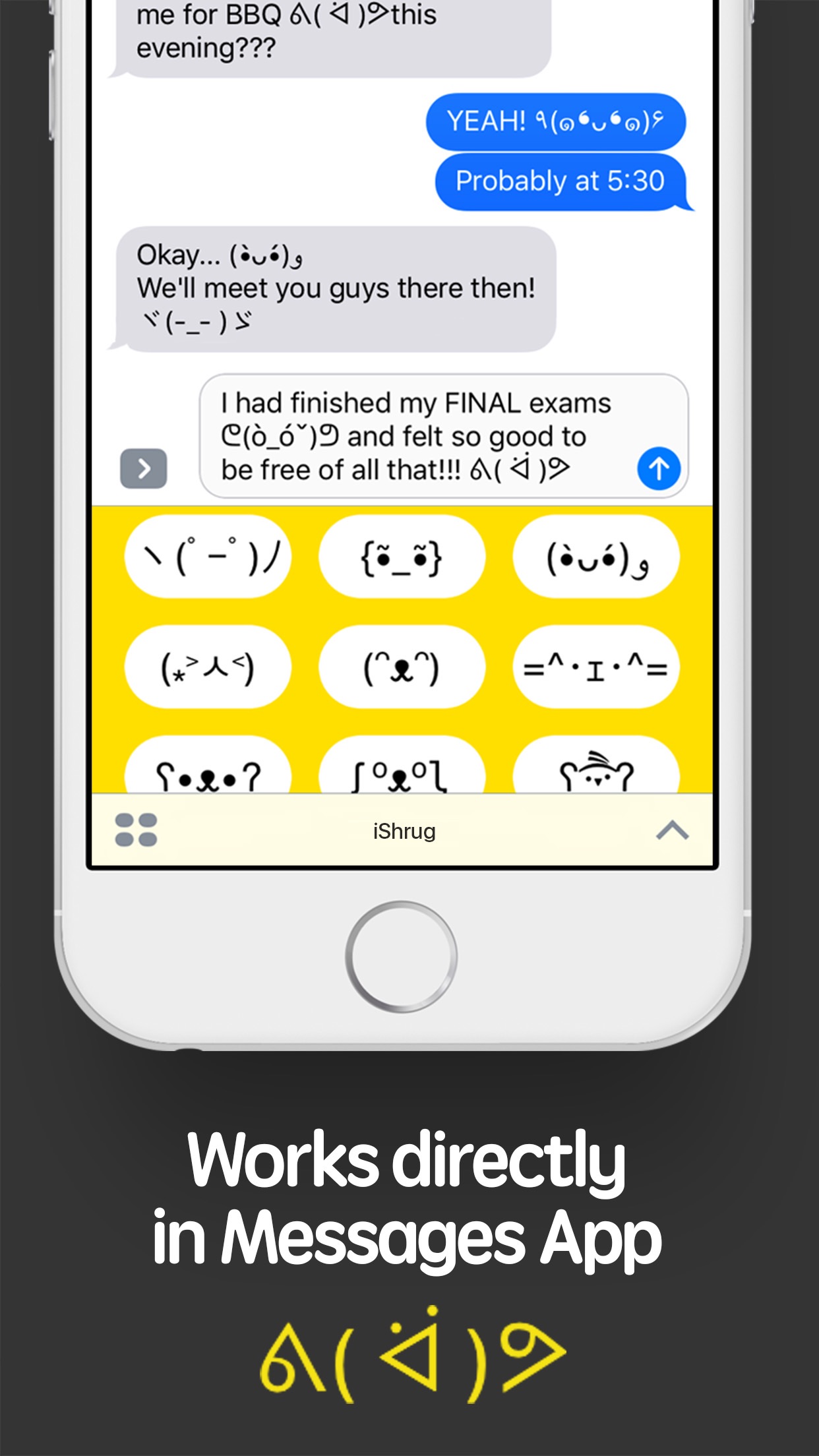 Screenshot do app iShrug: Text Faces for iMessage