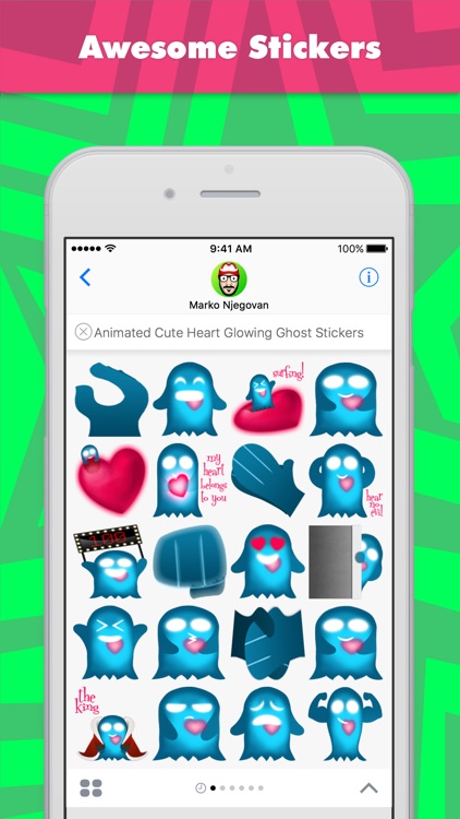 Animated Cute Heart Glowing Ghost stickers