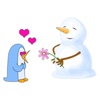 Friendship Of Cute Snowman And Penguin Stickers