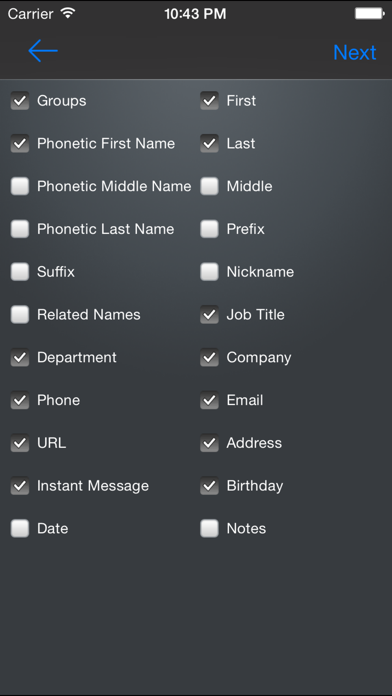 Contacts to Excel screenshot1