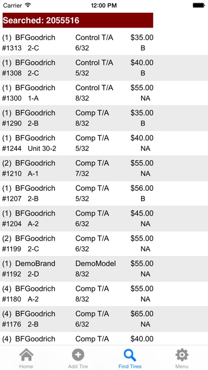 Tire Shop Inventory Control