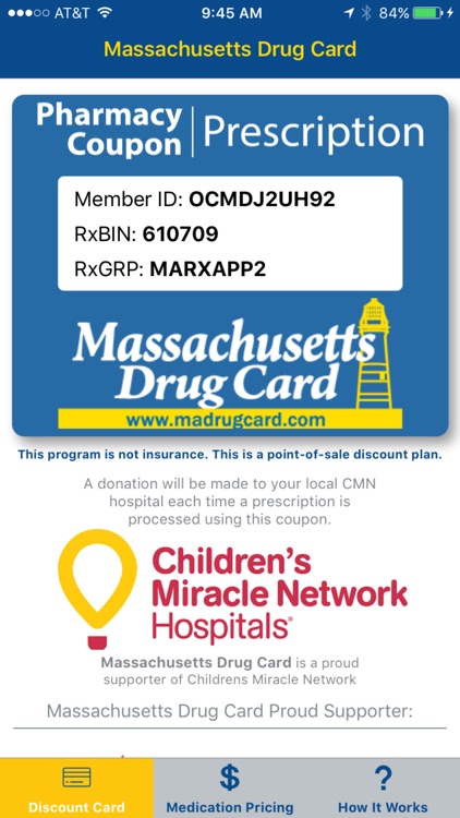 Massachusetts Drug Card