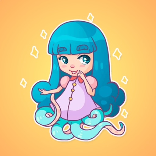 Charming Girl Octopus Stickers