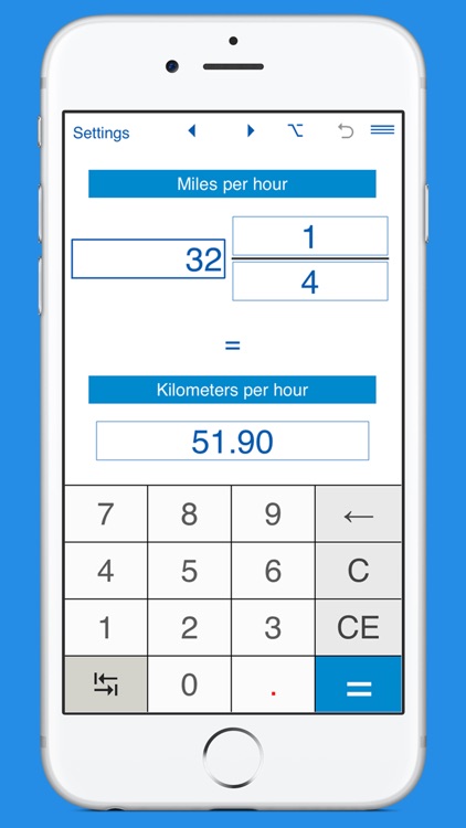 Miles per hour / Kilometers per hour converter