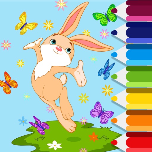 Bunny And Butterfly Coloring Page Game Education iOS App