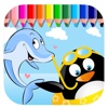 Penguin And Dolphin Coloring Page Game Edition