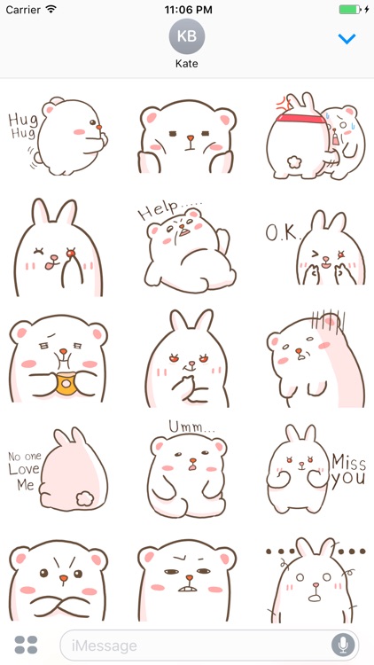 Rabbit And Bear Are Best Friends English Stickers