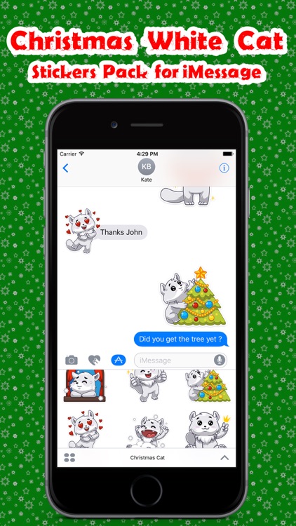 Christmas White Cat Stickers Pack for iMessage screenshot-2