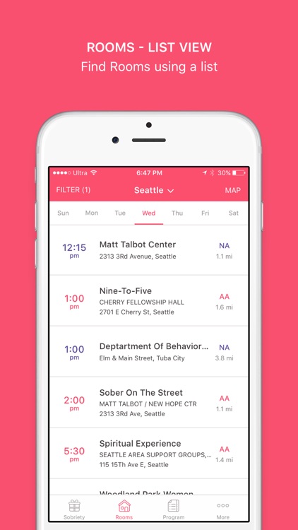 Pink Cloud: Alcoholics Anonymous Meeting Finder