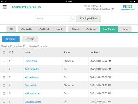 TimeClock Plus Mobile Manager screenshot 3