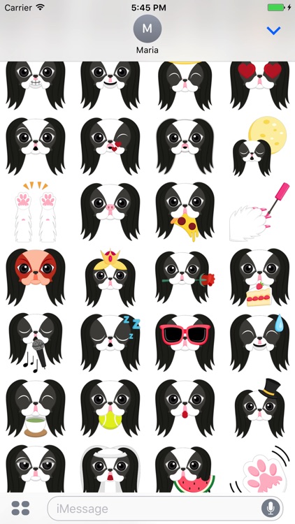 Black White Japanese Chin Stickers for iMessage