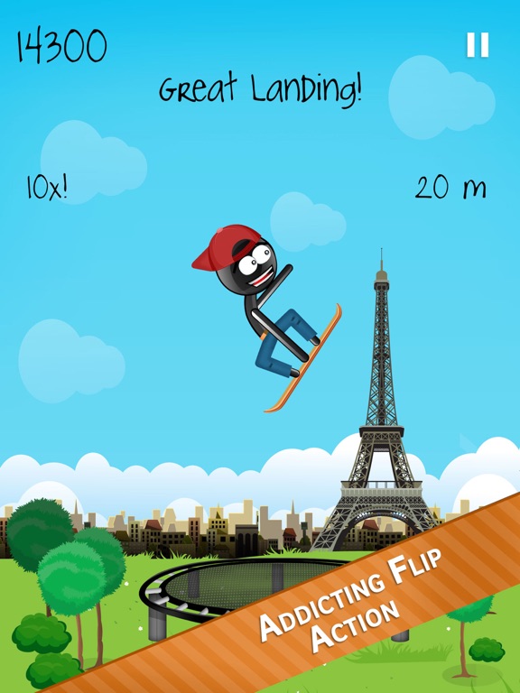 Stickman Trampoline PRO - Extreme Flip Action! iPad app afbeelding 2