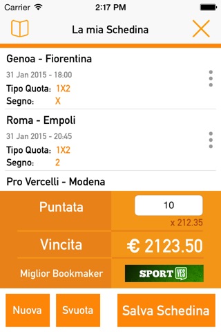 Schedine - controllo vincita su calcio basket e al screenshot 4