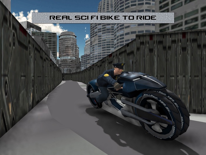 科幻警察自行车犯罪追逐和骑乘模拟器