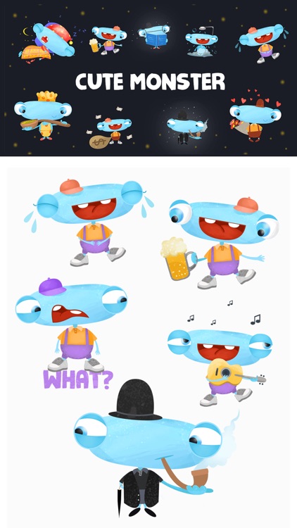 Happy Funny Monster - cute stickers