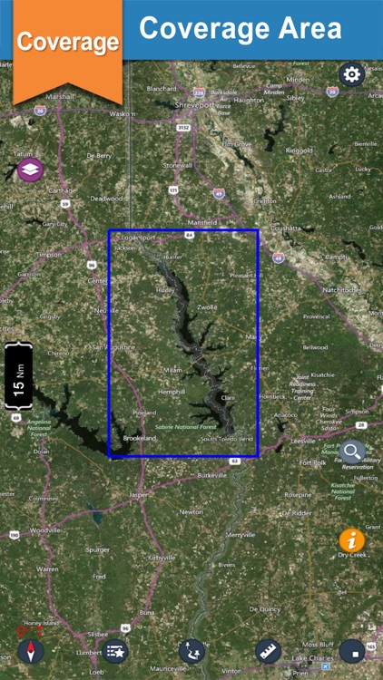 Toledo Bend & Sabine chart for lake & park trails