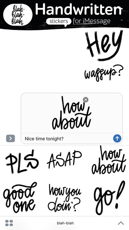 Blah blah blah: handwritten stickers for iMessage